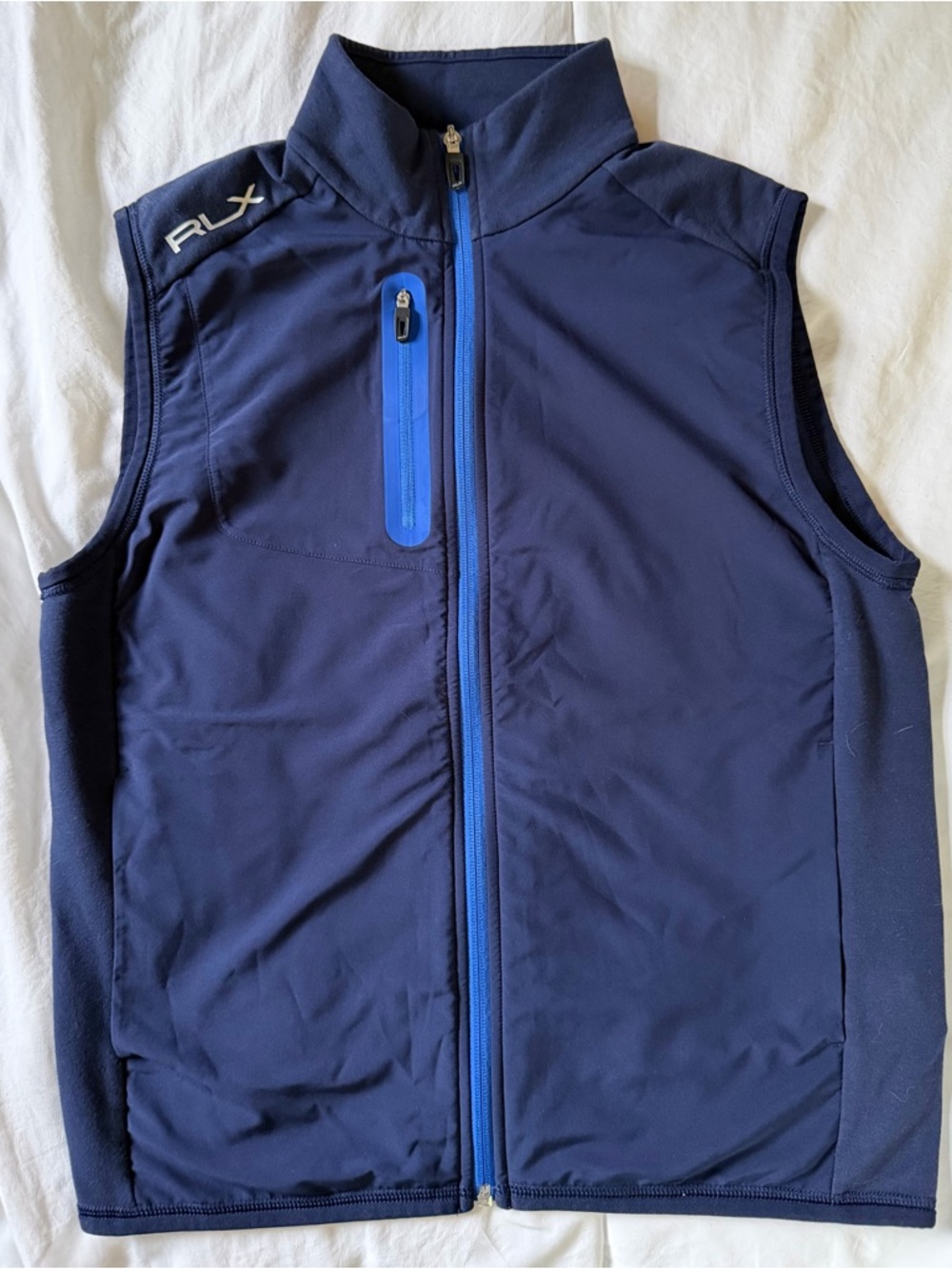 RLX Ralph Lauren Golf Navy Zip-Up Vest with Blue Trim